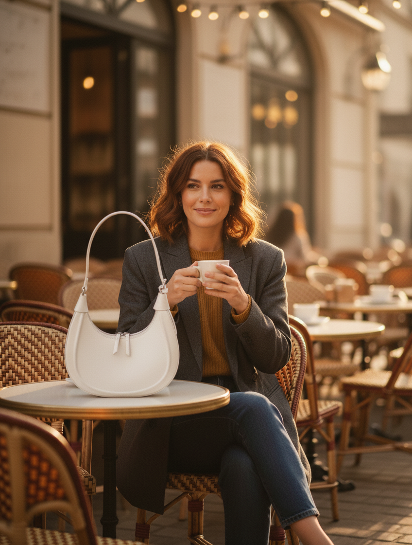 Sac Blanc-Crème Cuir Fendu - Collection Résilience