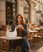 sac cuir  blanc-créme